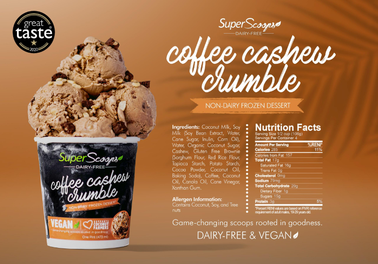 SuperScoops COFFEE CASHEW CRUMBLE 473ml (Vegan)