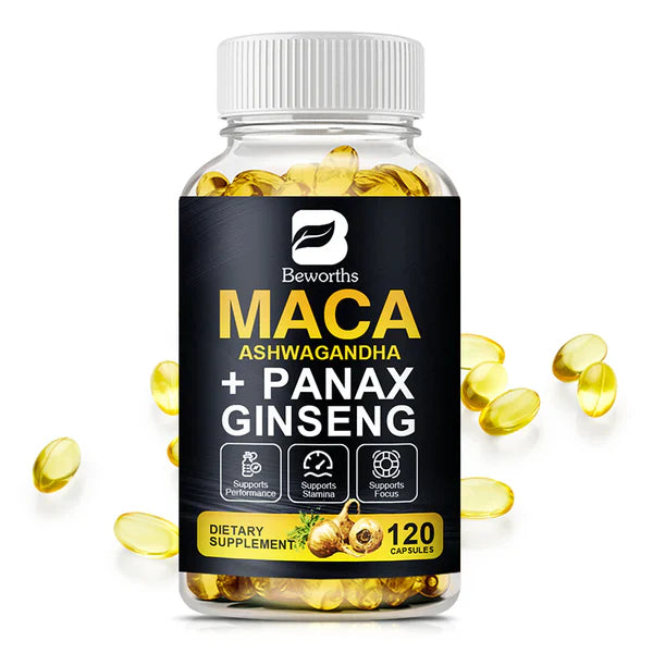 Beworths Maca Root Capsules with Ashgwanda Dietary Herbal Supplements