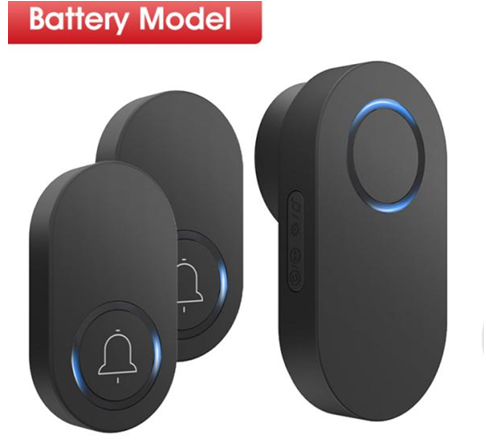 Smartrul WIRELESS DOOR BELL - BLACK BATTERY MODEL (2 Button / 1 Receiver)