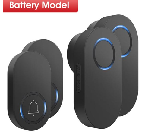 Smartrul WIRELESS DOOR BELL - BLACK BATTERY MODEL (2 Button / 2 Receiver)