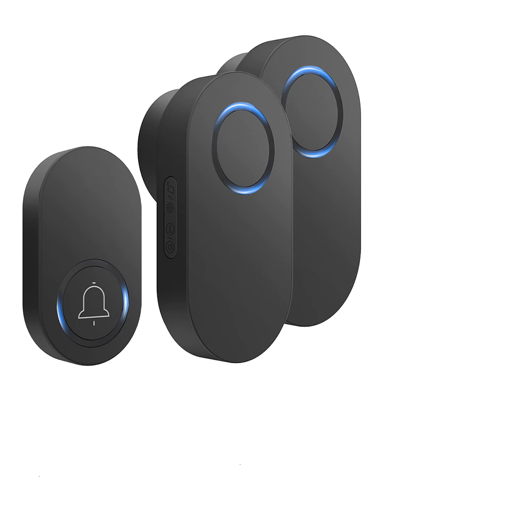 Smartrul WIRELESS DOOR BELL - BLACK BATTERY MODEL (1 Button / 2 Receiver)
