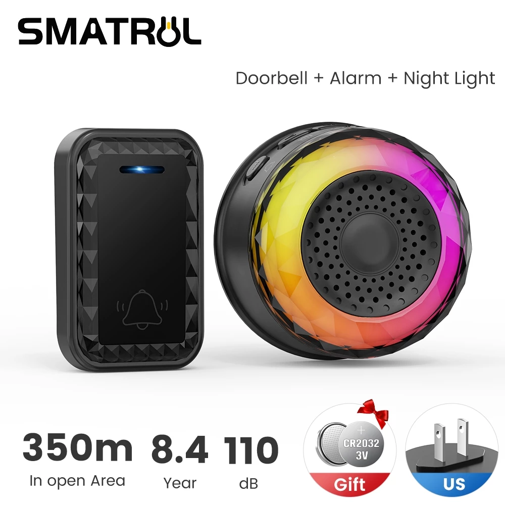 SMARTRUL Wireless Doorbell ( Black) -1 button/ 1 Receiver