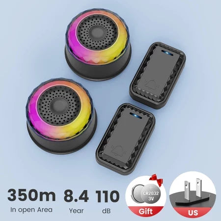 Smartrul WIRELESS DOOR BELL - 2 RECEIVER / 2 BUTTONS - BLACK