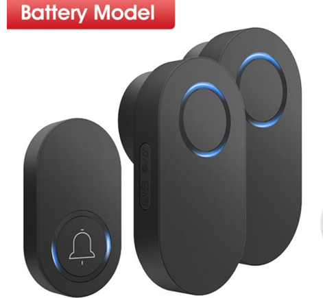 Smartrul WIRELESS DOOR BELL - BLACK BATTERY MODEL (1 Button / 2 Receiver)
