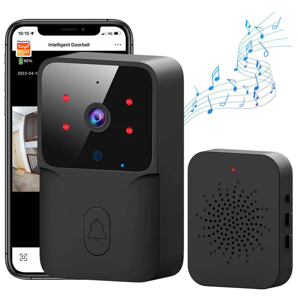 SMARTRUL TUYA Wireless Intelligent Wi-Fi Doorbell  (Outdoor) High-Definition Camera - BLACK 1/2