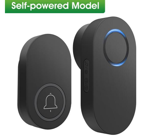 SMARTRUL Self-Powered Wireless Model Doorbell - BLACK  (1 Button / 1 Receiver)