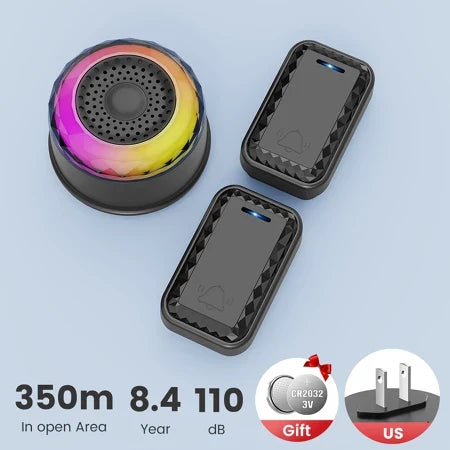 SMATRUL WIRELESS DOOR BELL - 1 RECEIVER / 2 BUTTONS - BLACK