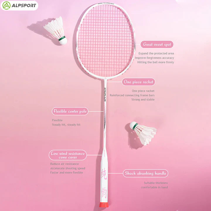 ALPSPORT CY 8U/G5 22-28Lbs Lightweight Carbon Fiber Badminton Racket (Single)