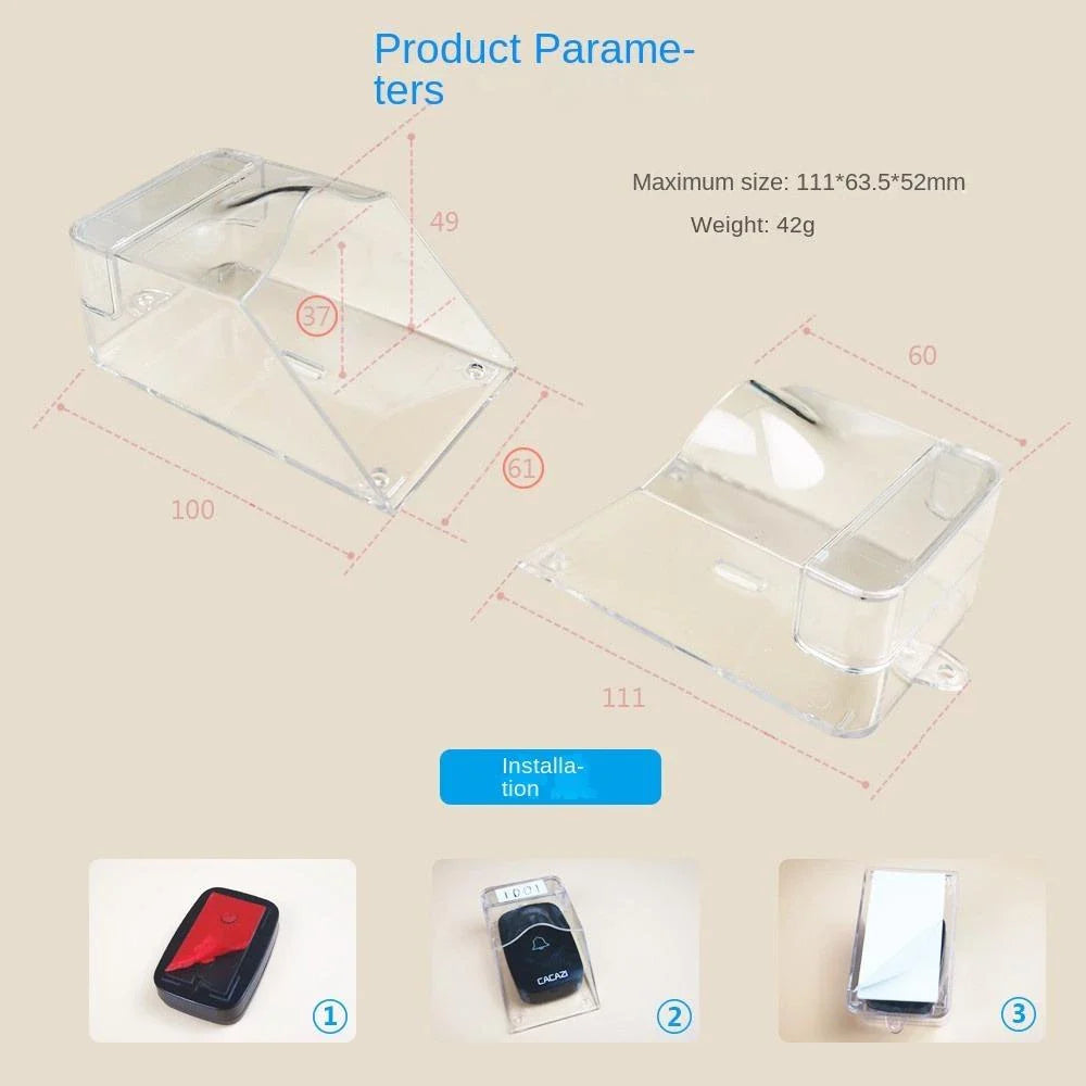 Waterproof Transparent Cover for Wireless Doorbell for Home Door - White