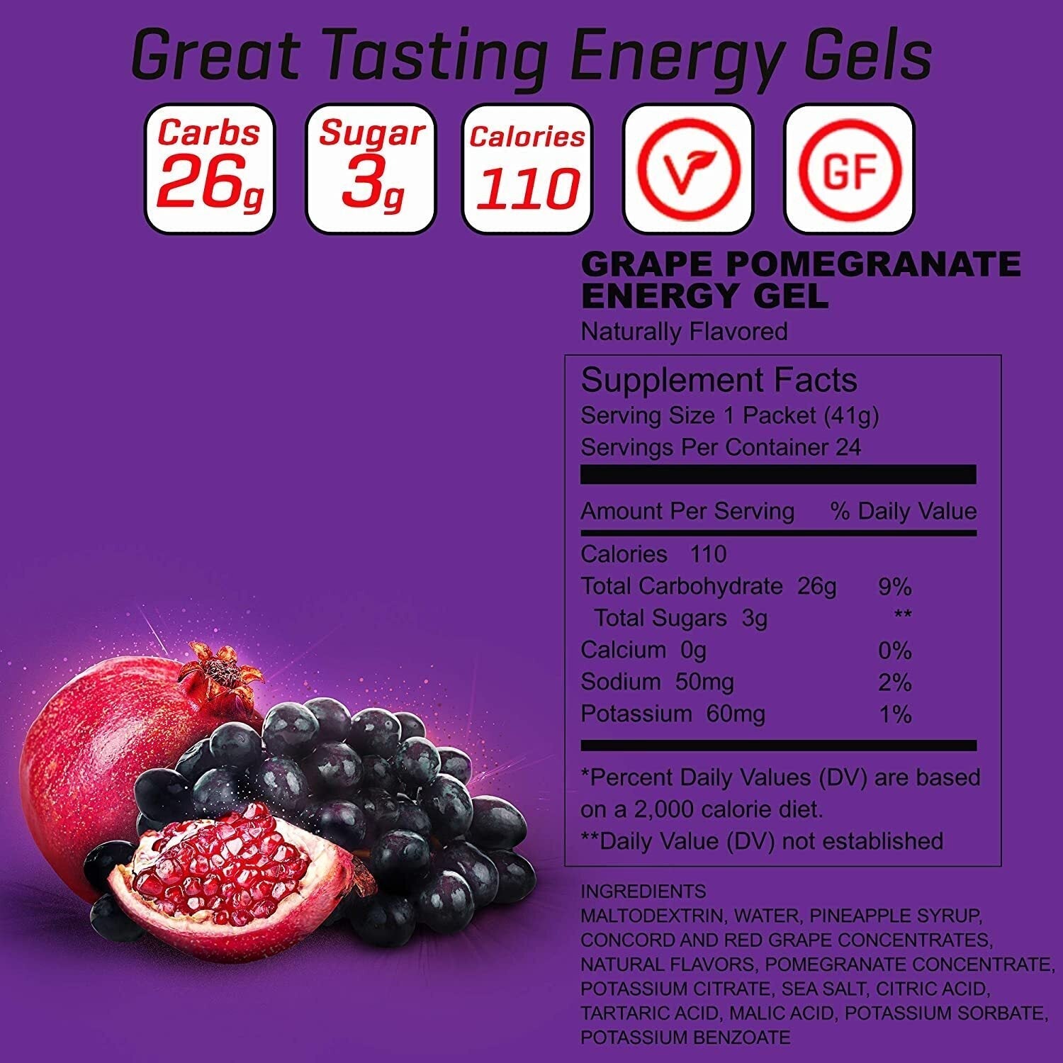 10 pcs GRAPE POMEGRANATE Carb Boom Energy Gel Single Serve Packet Sachet 41g - EXP DATE MAY 23, 2026