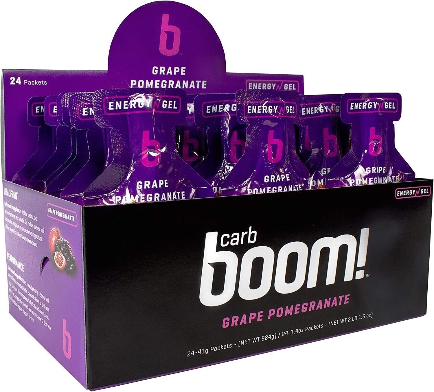 GRAPE POMEGRANATE Carb Boom Energy Gel Single Serve Packet Sachet 41g - EXP DATE MAY 23, 2026