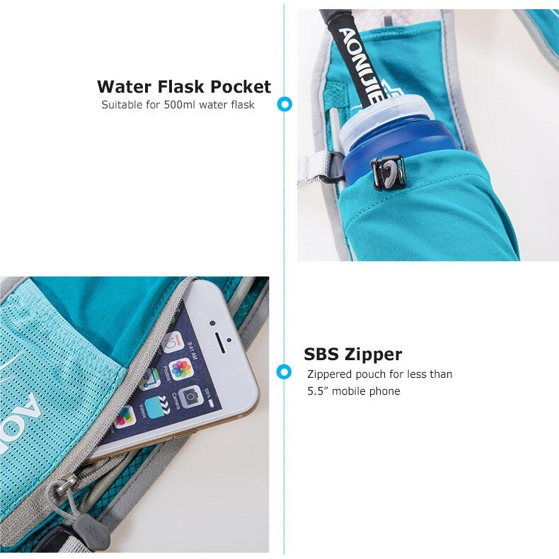 Aonijie BLUE Hydration Backpack Running Vest 5 Liter (vest only - flask, bladder or bottles are sold seperately)