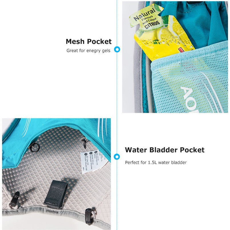 Aonijie MINT GREEN Hydration Backpack Running Vest 5L (vest only - flask, bladder or bottles are sold seperately)