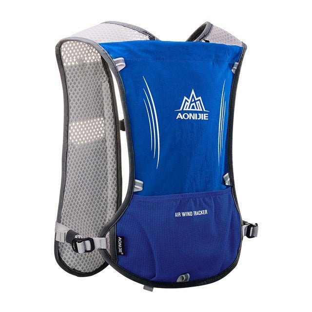 Aonijie BLUE Hydration Backpack Running Vest 5 Liter (vest only - flask, bladder or bottles are sold seperately)