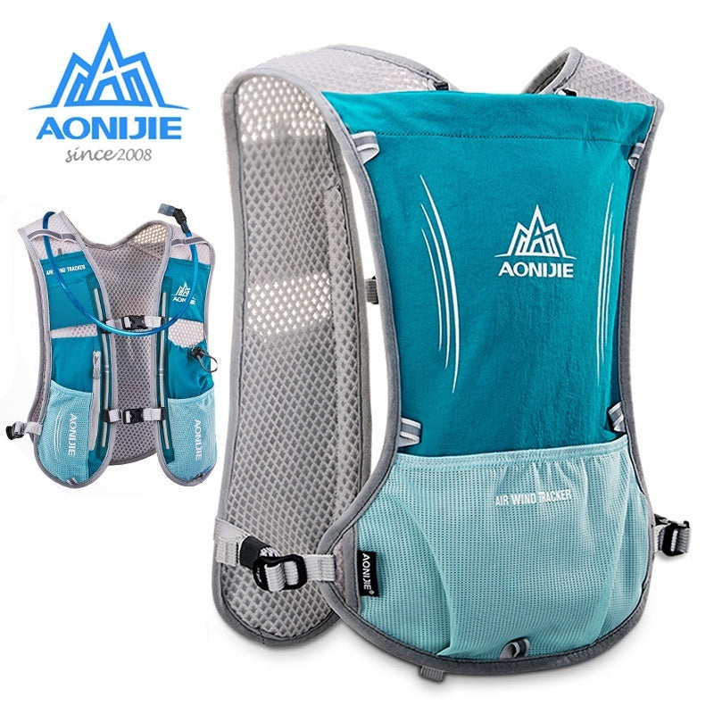 Aonijie BLUE Hydration Backpack Running Vest 5 Liter (vest only - flask, bladder or bottles are sold seperately)
