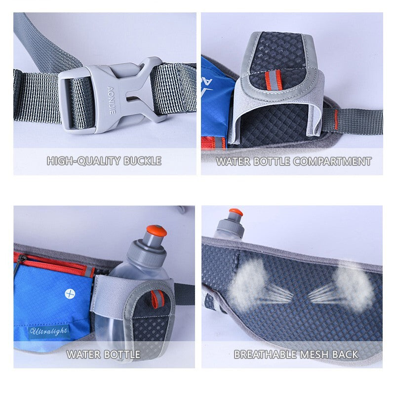 Aonijie Running Hydration Belt with 2 pockets for 170ml water bottles - BLACK