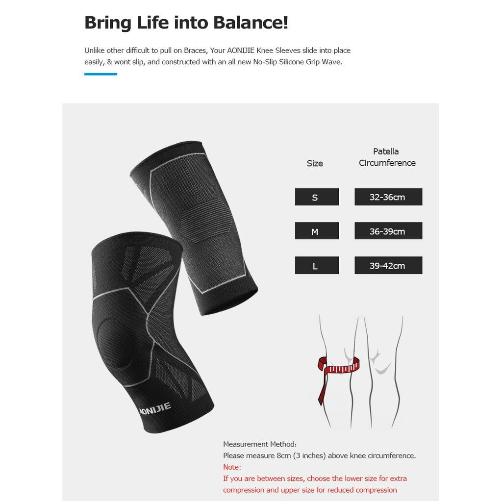 Aonijie COMPRESSION KNEE PAD 1PC Knee Brace Support - BLACK SMALL
