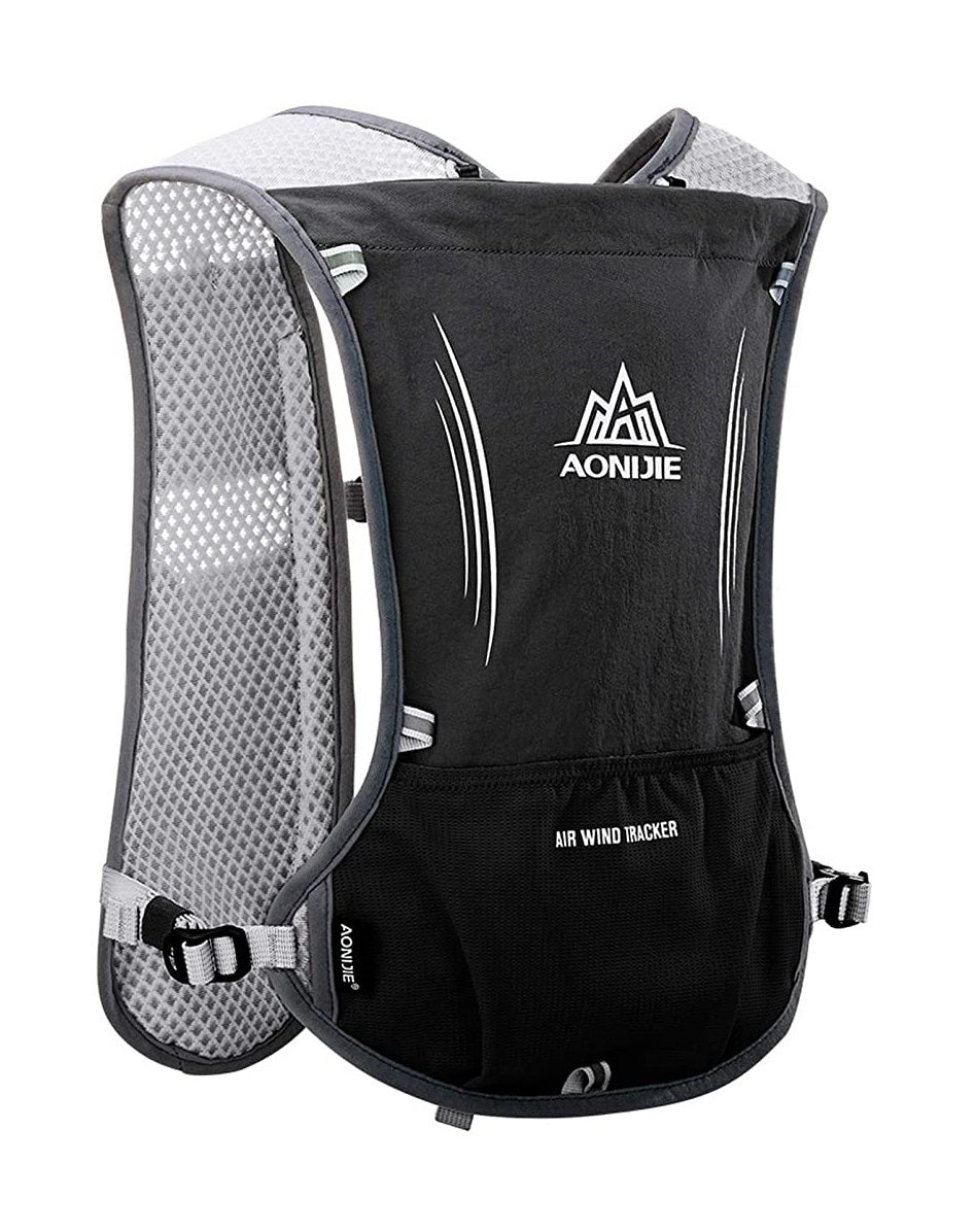 Aonijie 5L BLACK Hydration Backpack - Running vest only - flask, bladder or bottles are sold seperately - great for hiking or ultra's