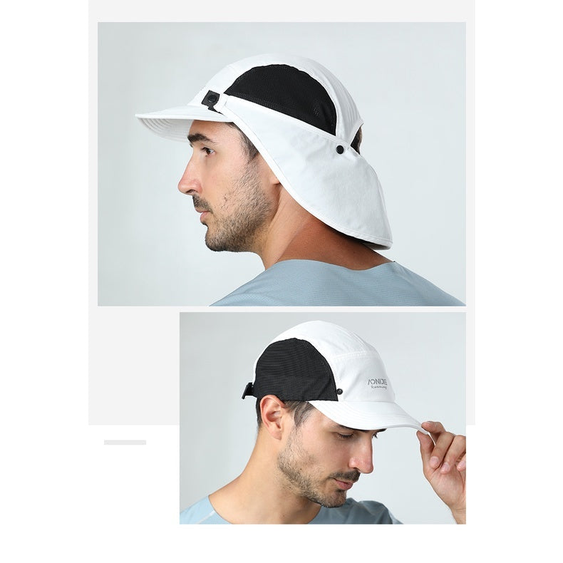 Aonijie WHITE SUN PROTECTION CAP with Detachable Neck Flap Cover