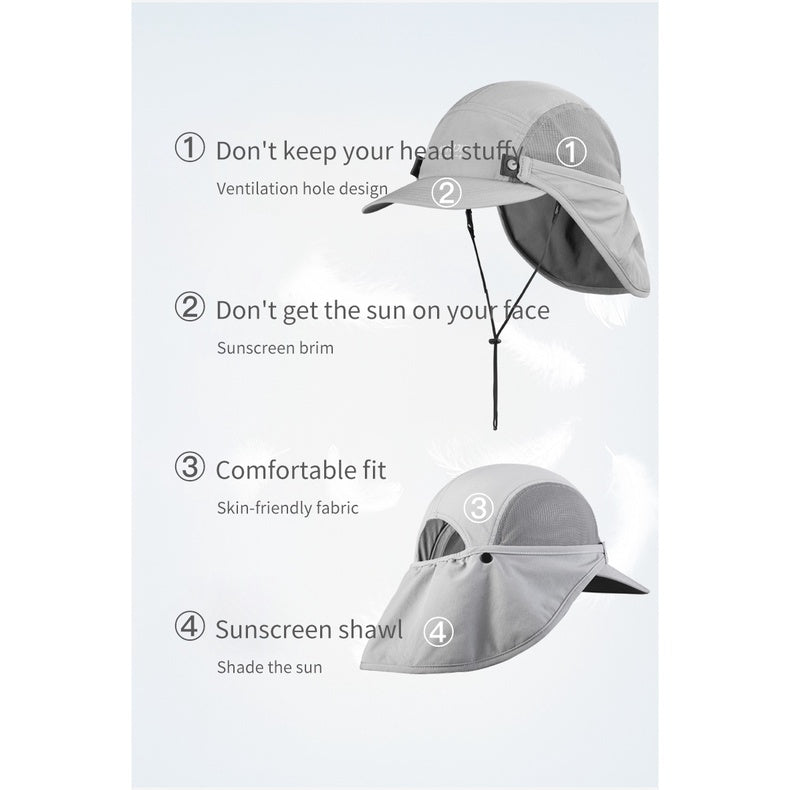Aonijie WHITE SUN PROTECTION CAP with Detachable Neck Flap Cover