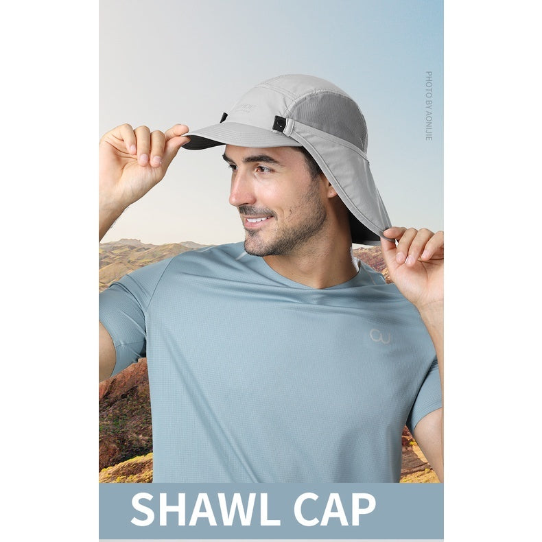 Aonijie WHITE SUN PROTECTION CAP with Detachable Neck Flap Cover