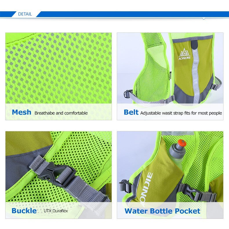 Aonijie GRAY Reflective Running Vest - Great for using when dark or for hydration backpack