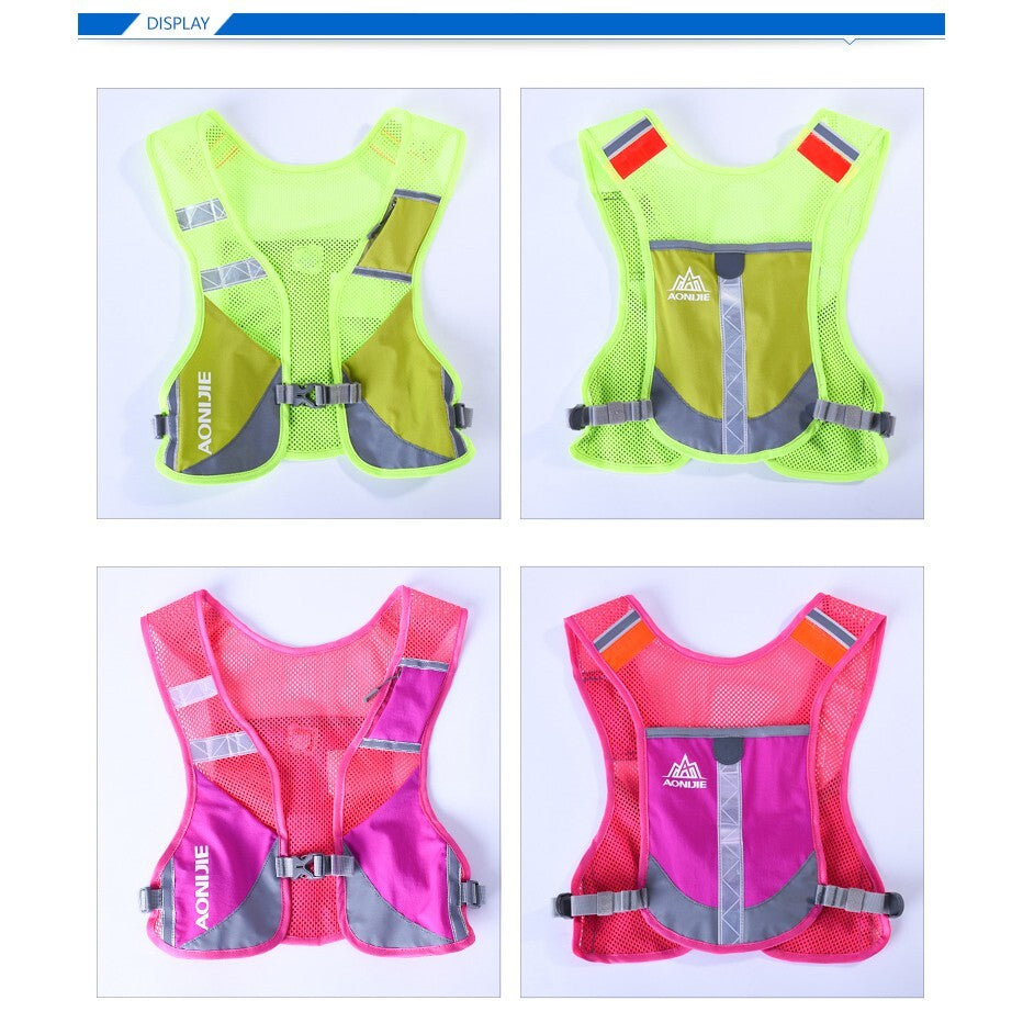 Aonijie GRAY Reflective Running Vest - Great for using when dark or for hydration backpack
