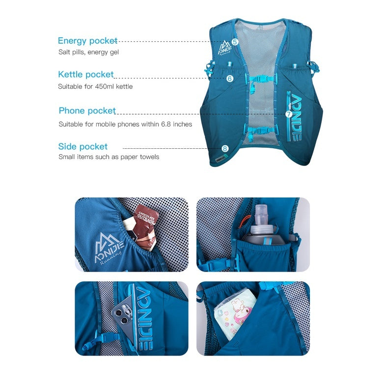Aonijie Professional Hiking Hydration Backpack Running Vest 12L - Black L/XL