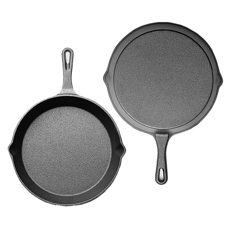 Happiness CAST IRON SET - 3 pans with 2 glass lids - Pre Seasoned