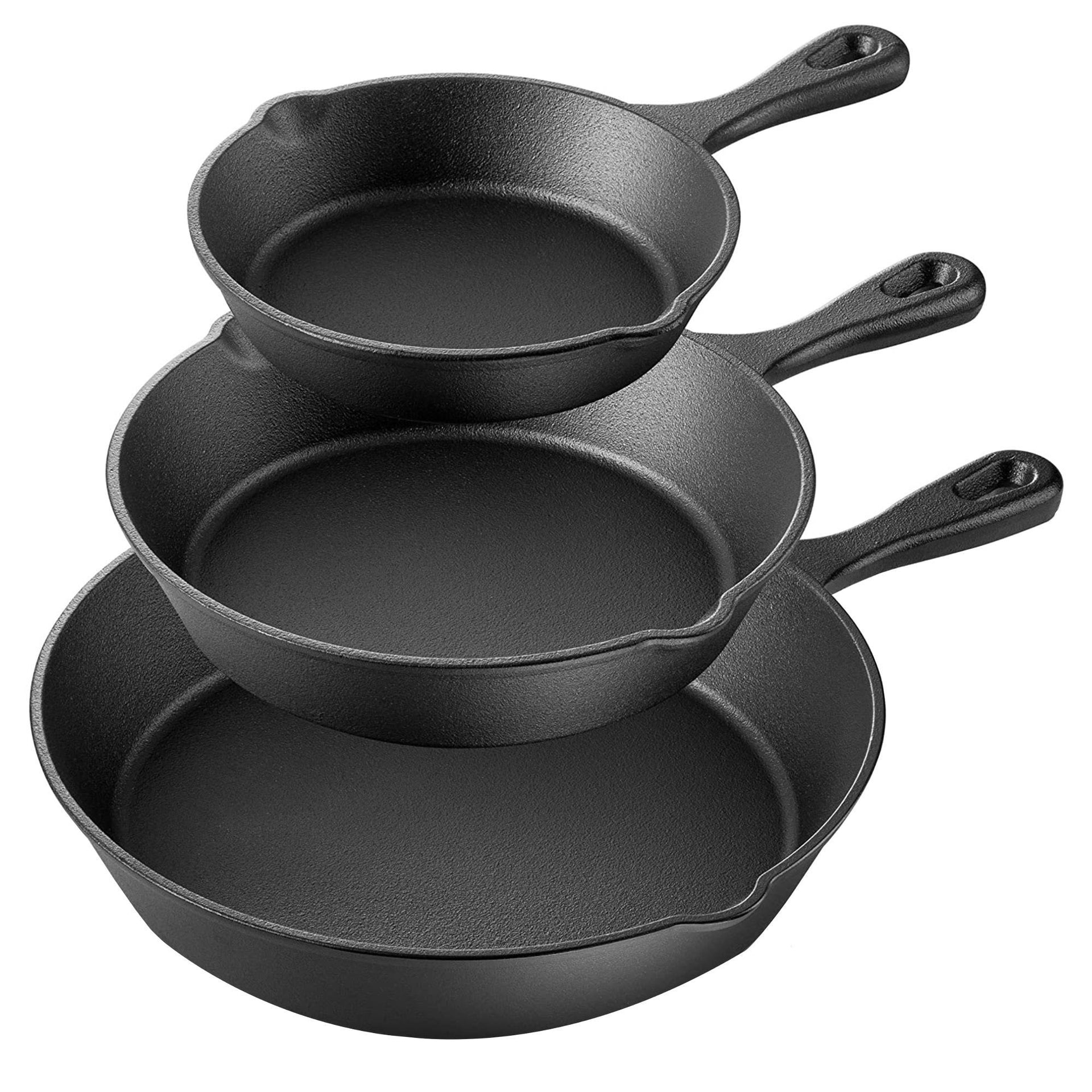 Happiness CAST IRON SET - 3 pans with 2 glass lids - Pre Seasoned