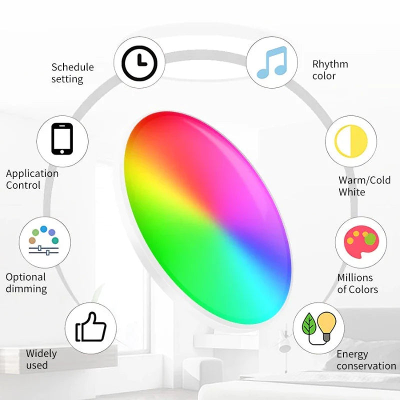 Tuya Wifi Smart Ceiling Light Led Bulb RGBCW 24W Dimmable Light Smart Life Remote Control Works With Alexa Google Home