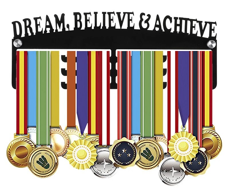 Segoi MEDAL HANGER - DREAM, BELIEVE & ACHIEVE (Metal) -very strong and beautiful display of medals