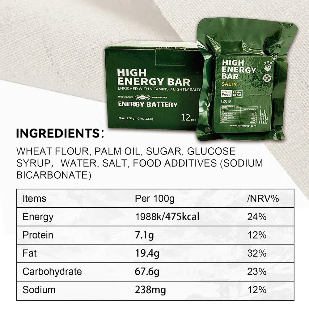 1 BOX - High Energy Bar 120g x 12pcs - Exp. Date April 2045 - SALTY