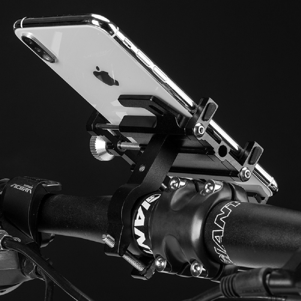 Rockbros Motorcycle/ Bicycle - MOBILE PHONE HOLDER CNC Aluminum Alloy - BLACK