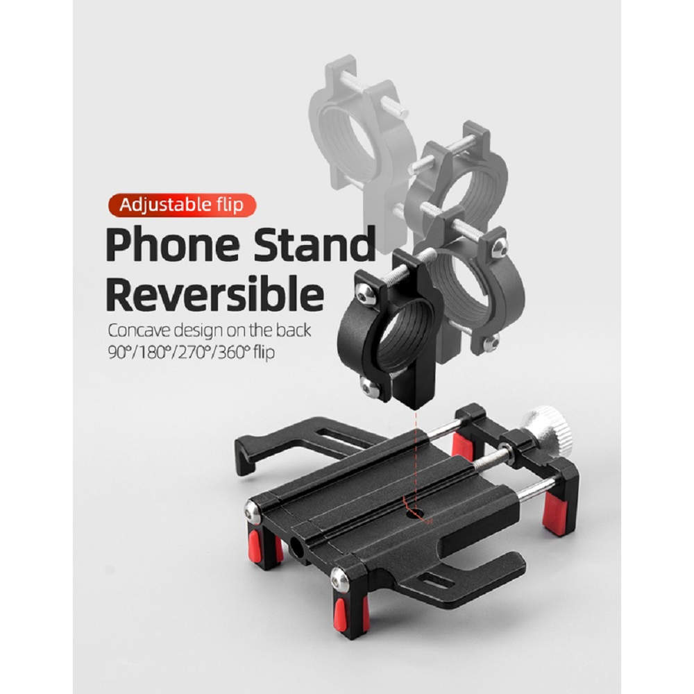 Rockbros Motorcycle/ Bicycle - MOBILE PHONE HOLDER CNC Aluminum Alloy - BLACK