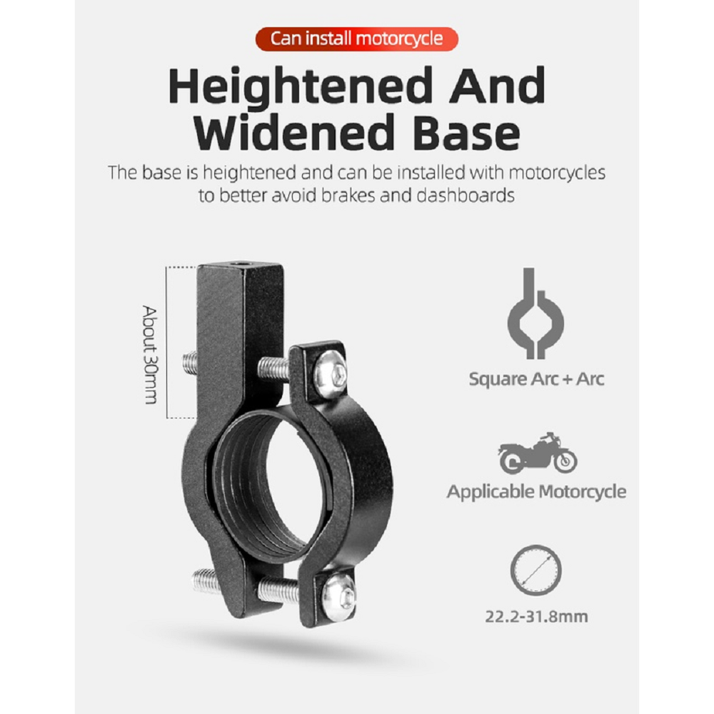 Rockbros Motorcycle/ Bicycle - MOBILE PHONE HOLDER CNC Aluminum Alloy - BLACK