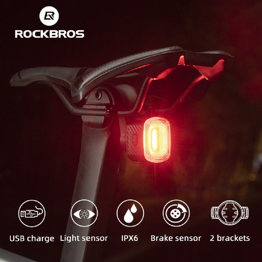 ROCKBROS BICYCLE - Smart TAIL LED LIGHT  USB Rechargeable Waterproof - 5 Light Modes