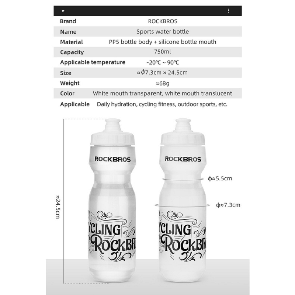 Rockbros - CYCLING SPORTS WATER BOTTLE - 750ml