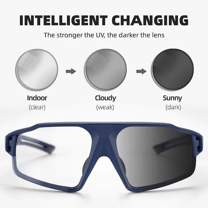 Rockbros - PHOTOCHROMIC CYCLING GLASSES UV400 Lens - BLUE
