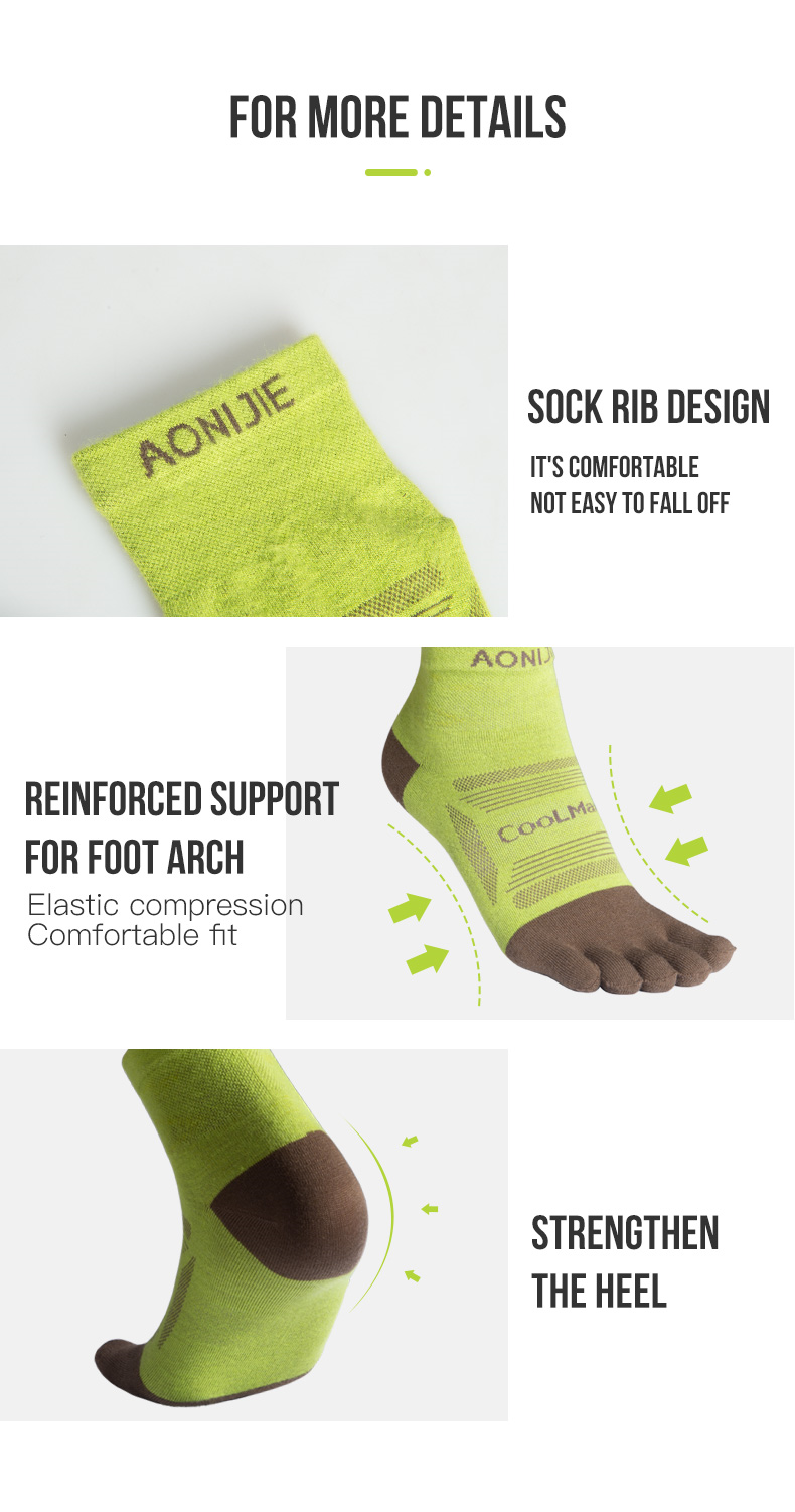 Aonijie Running TOE SOCKS 3 Pairs Model no. E4838 - LARGE