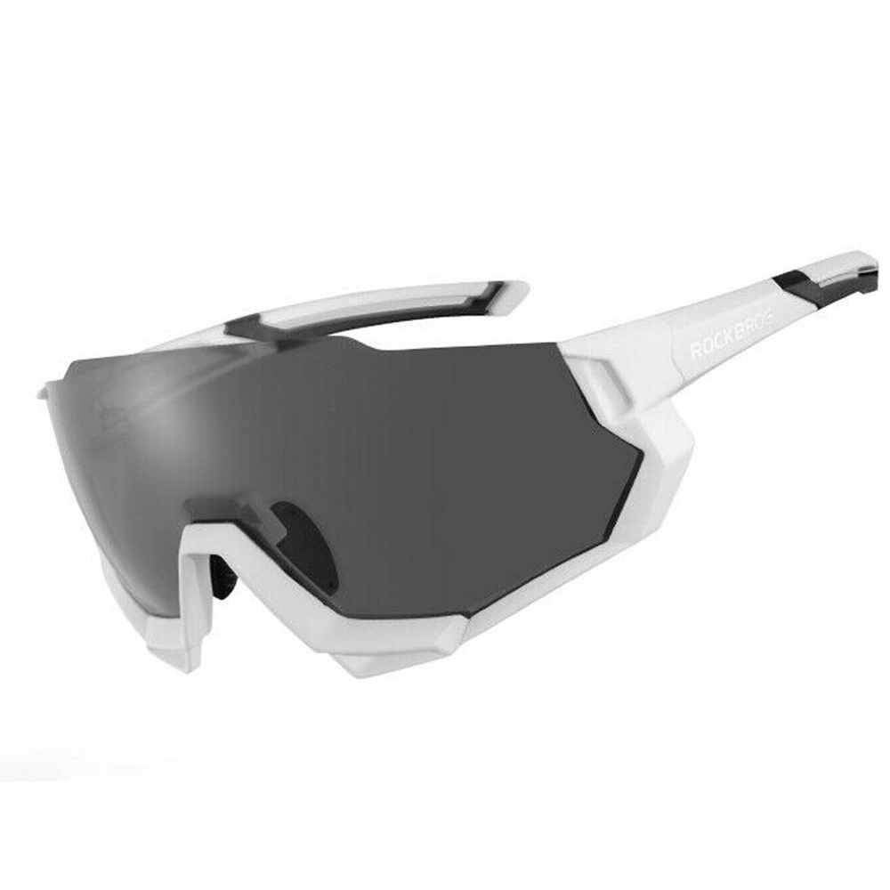 Rockbros CYCLING SPORTS GLASSES Polarized with 5 Interchangeable Lenses - WHITE