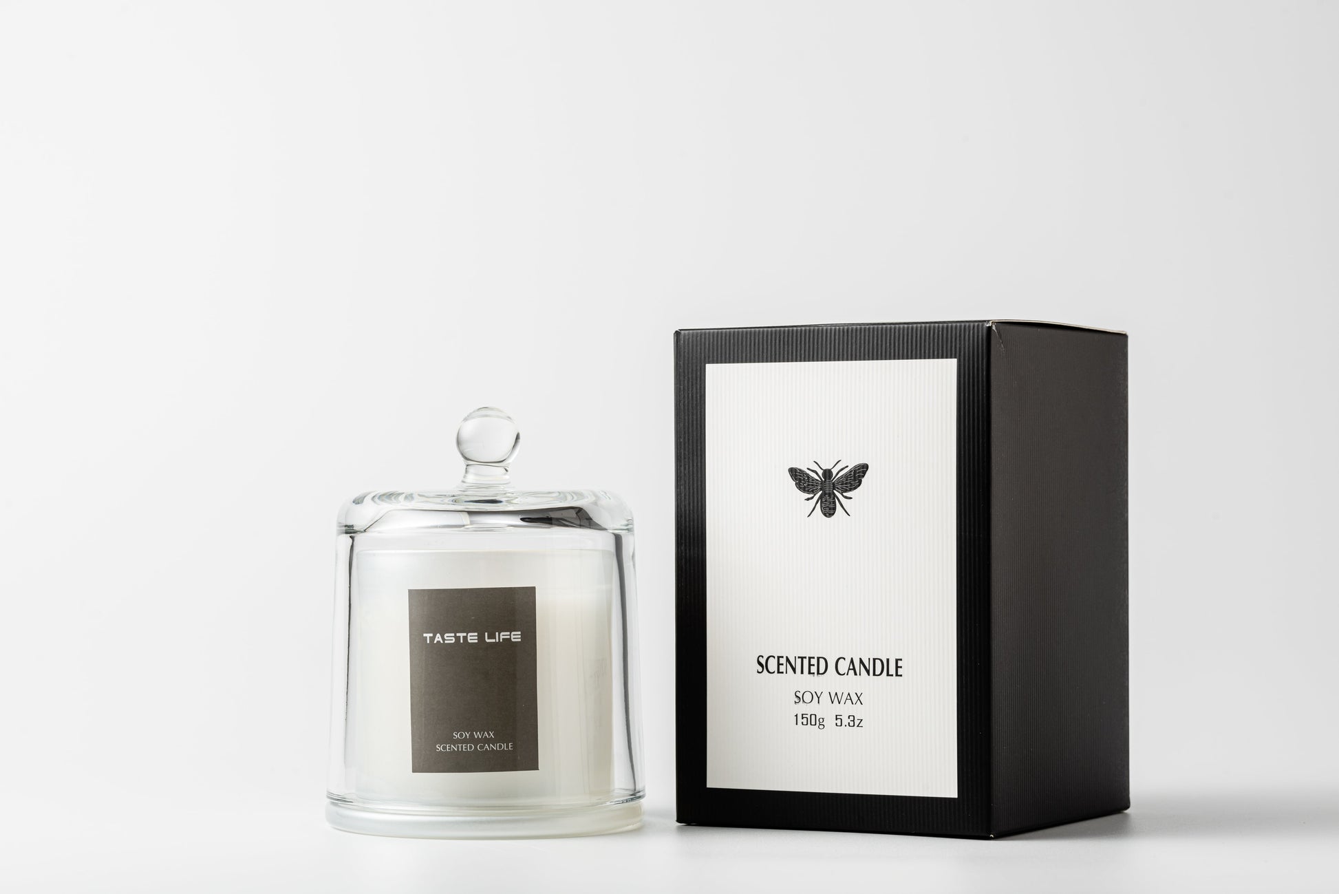 Soy Wax SCENTED CANDLE w/ Glass Cover | BAMBOO & GREEN TEA 150g