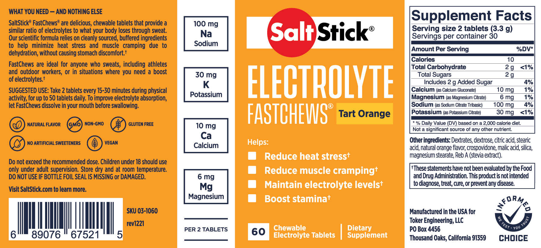 SaltStick FASTCHEWS - Tart Orange - 10ct Packet