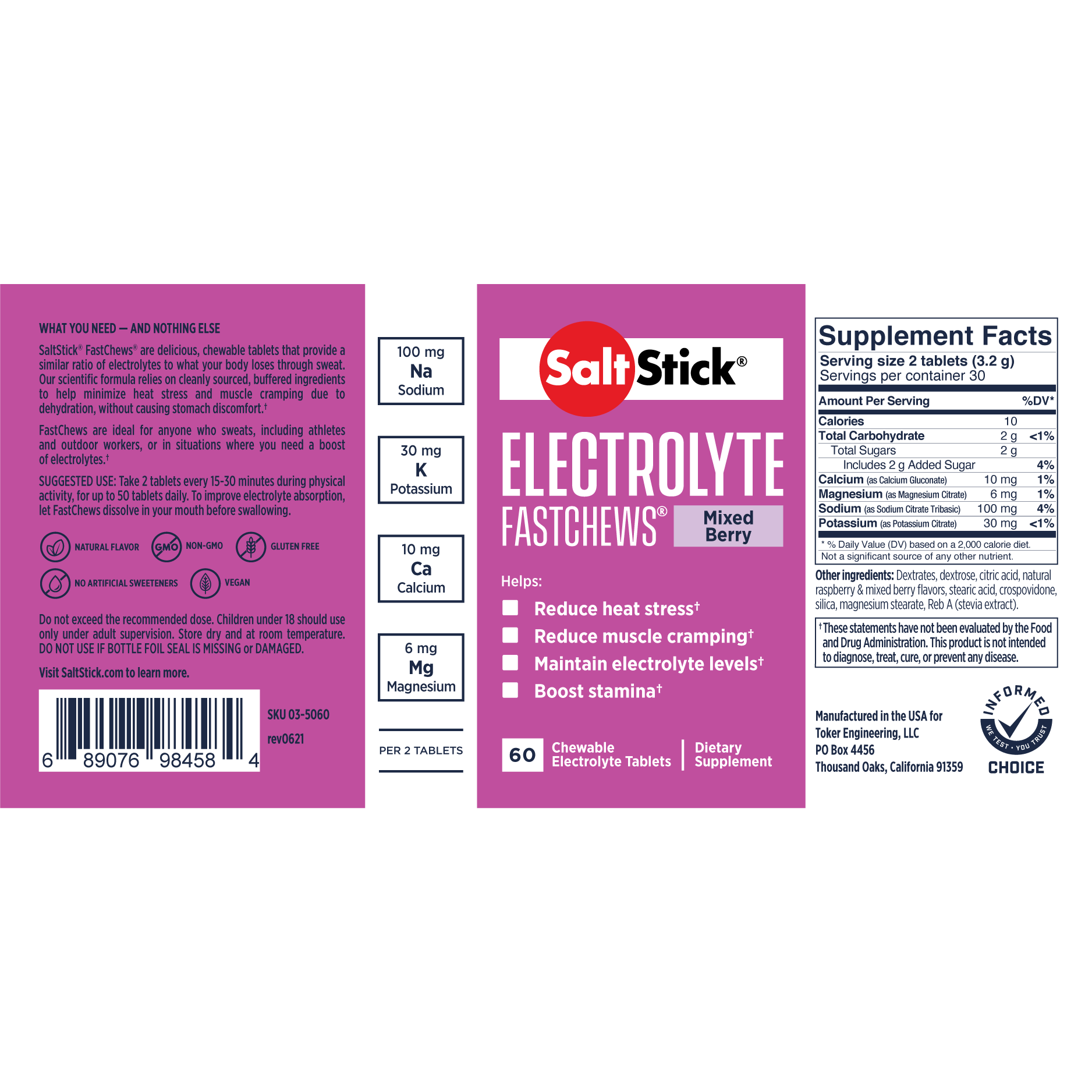 Saltstick Electrolyte Fastchews - Mixed Berry - Bottle 60ct