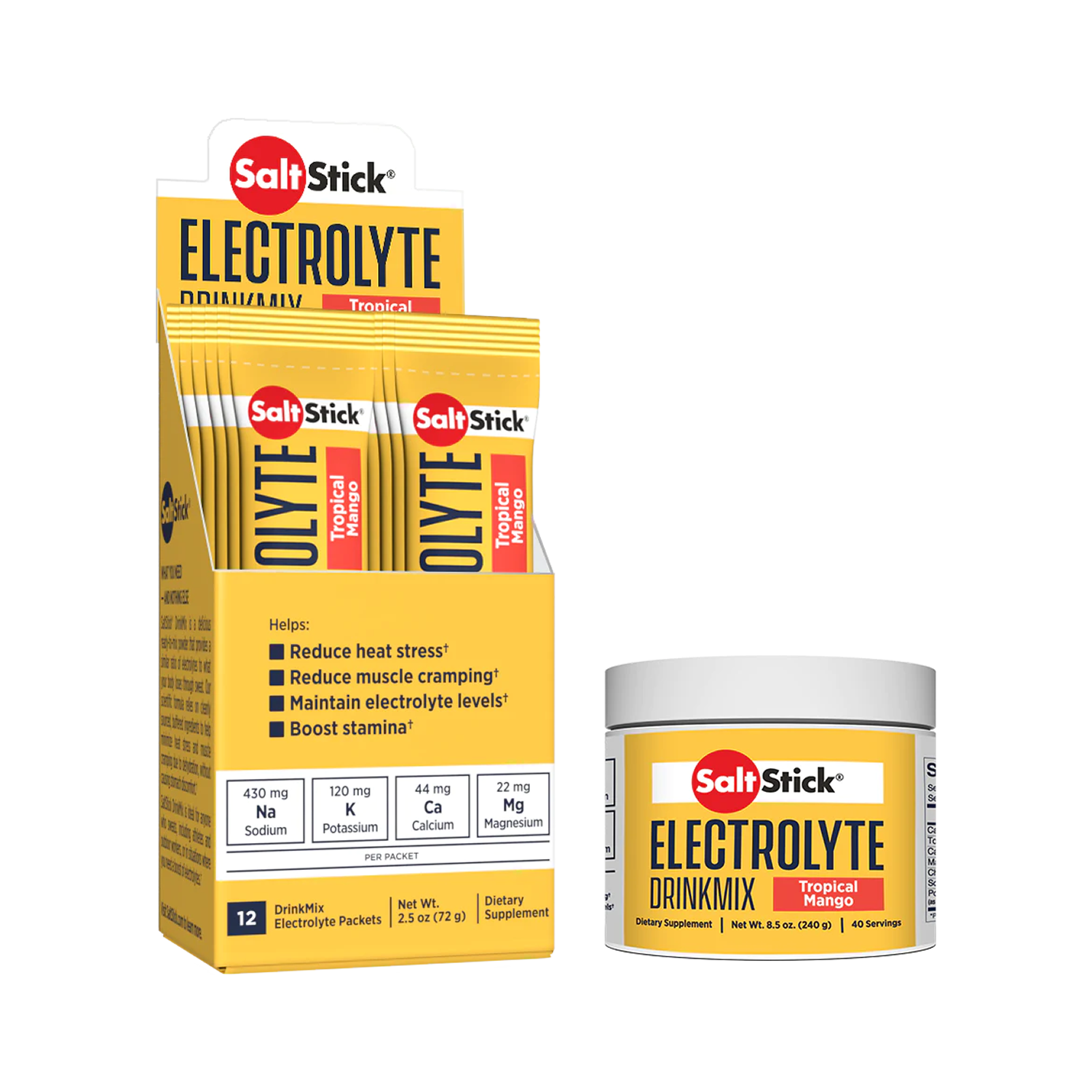 SaltStick Electrolyte DrinkMix - Tropical Mango - 40 Servings Tub