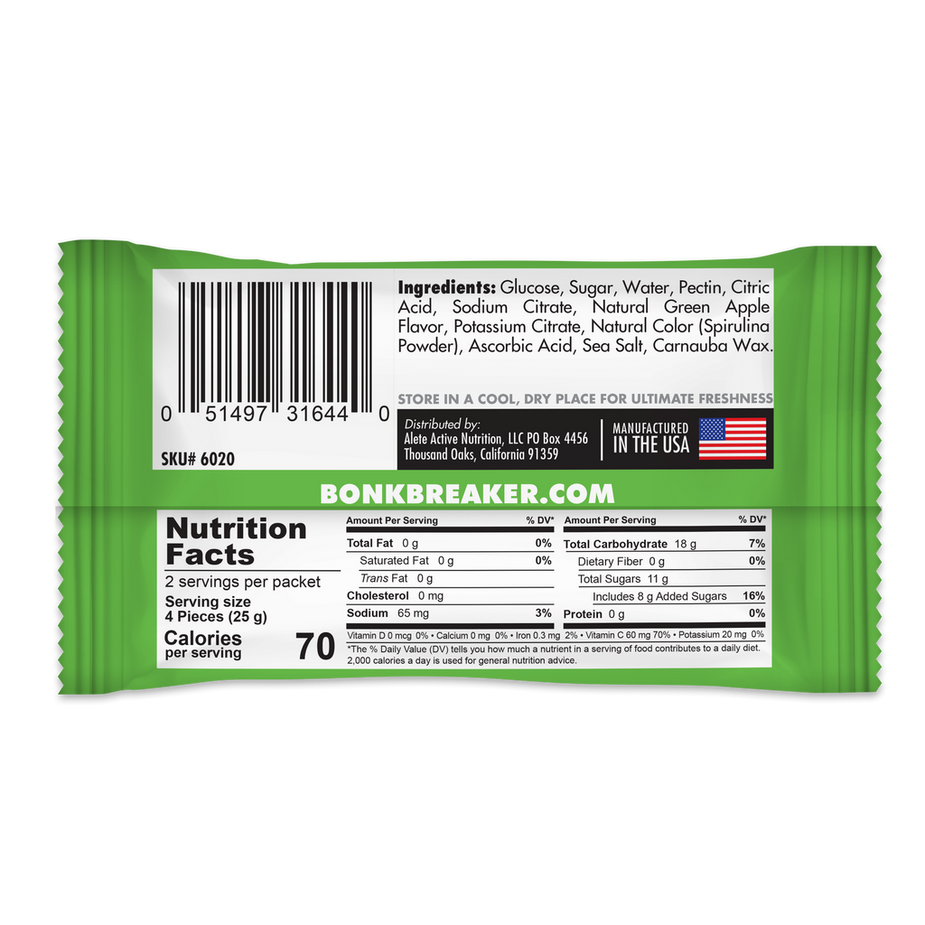BonkBreaker Electrolytes GREEN APPLE Energy Chews - 8ct. Packet