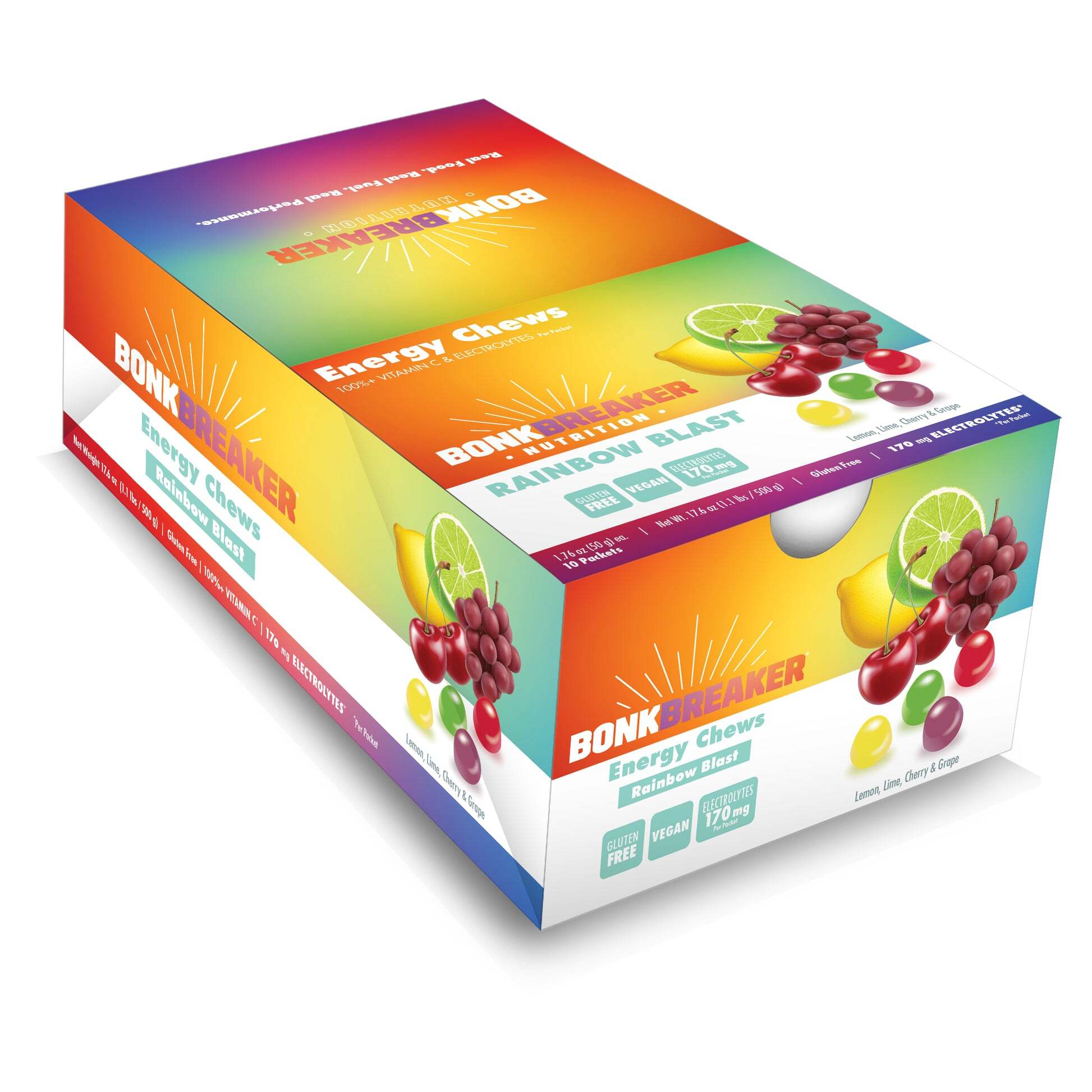 BonkBreaker Electrolytes RAINBOW BLAST Energy Chews - 8ct. Packet