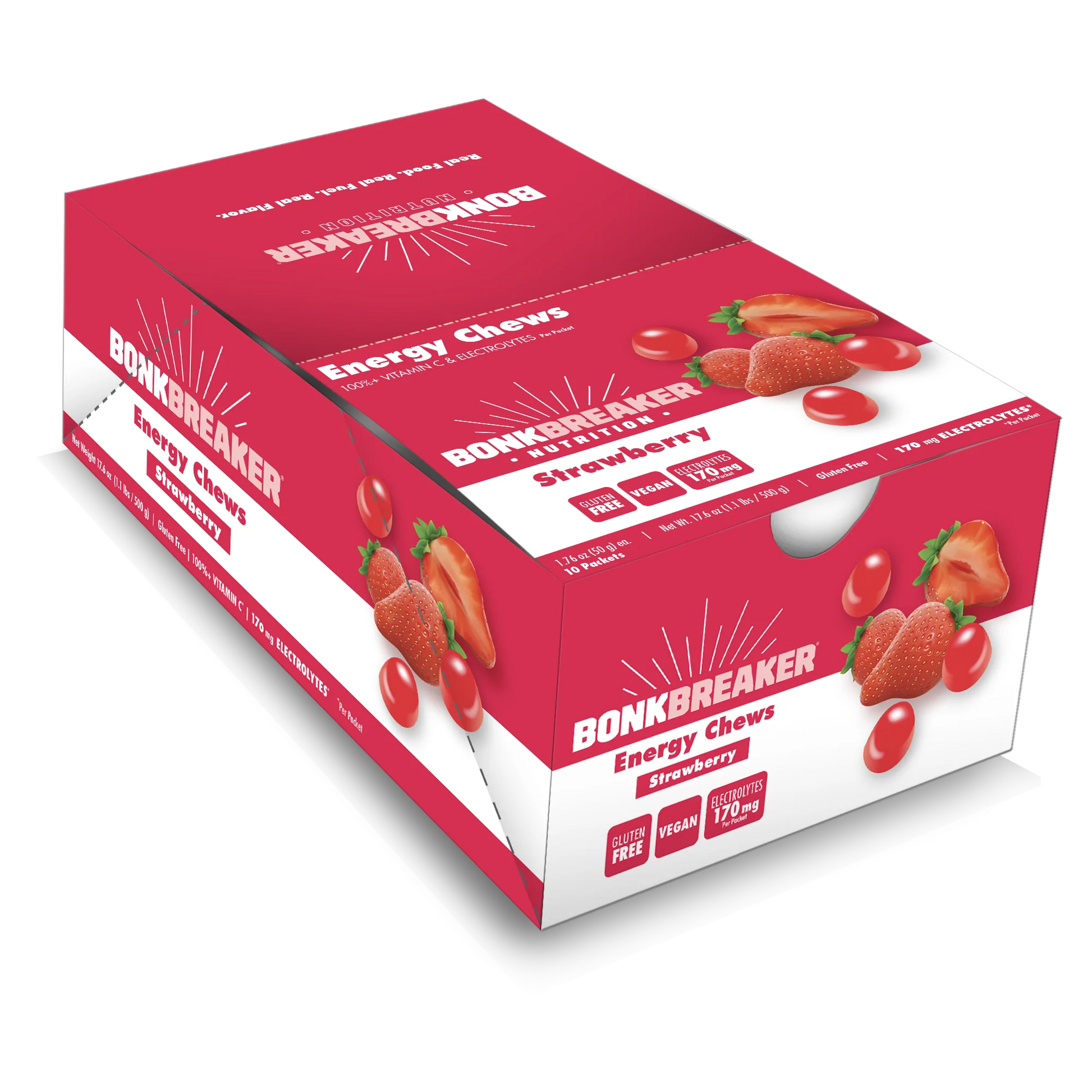 BonkBreaker Electrolytes STRAWBERRY W/ CAFFEINE Energy Chews - 8ct. Packet