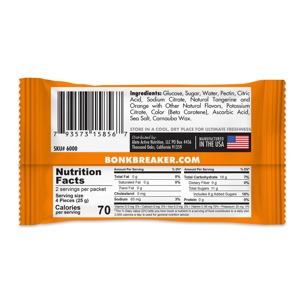 BonkBreaker Electrolytes TANGERINE ORANGE Energy Chews - 8ct. Packet