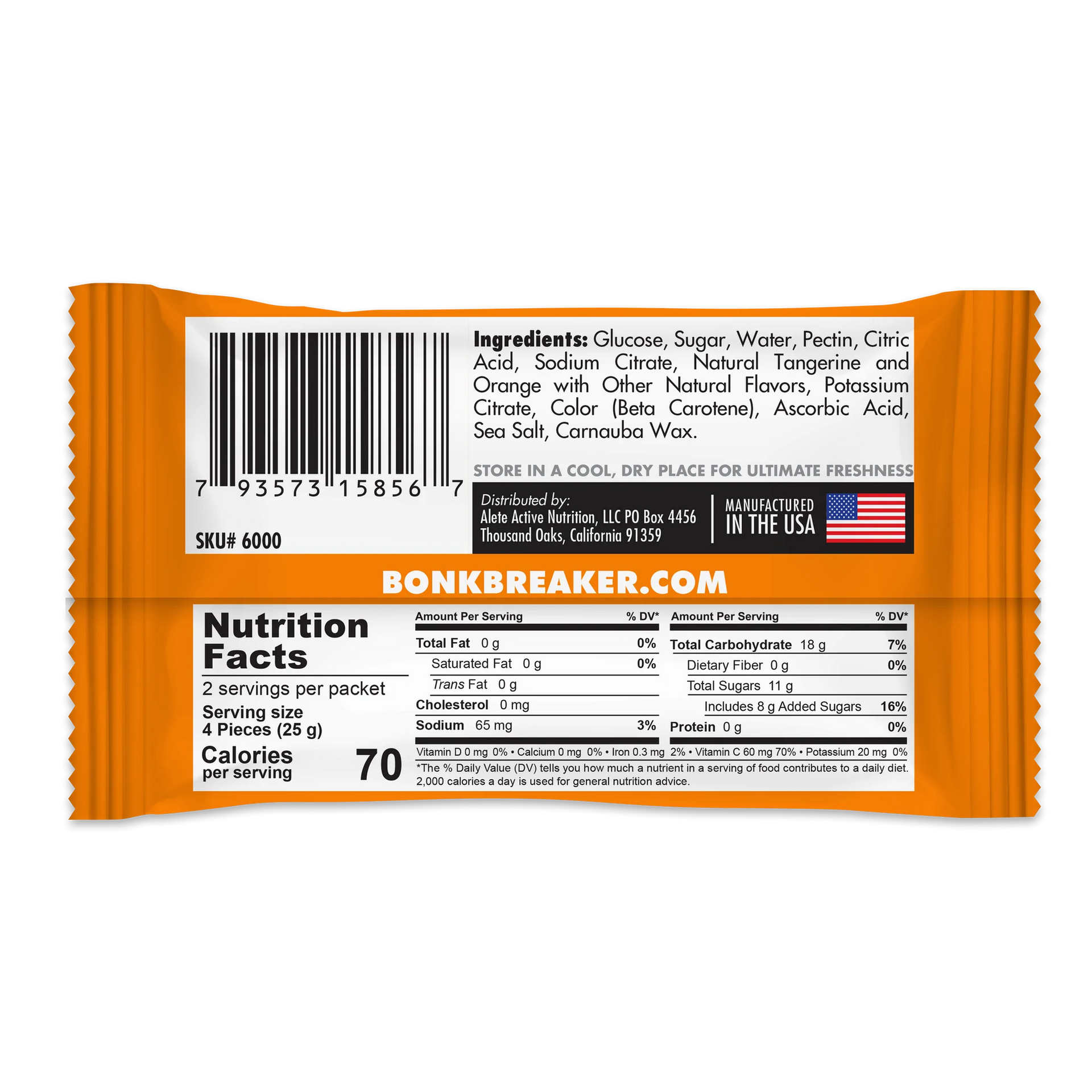Bonk Breaker Energy Chews - Tangerine Orange - 1 pack